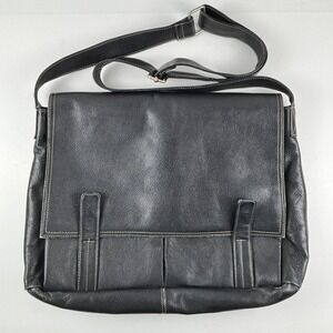 Latico Messenger Bag Unisex Large Black Leather Crossbody Work Laptop